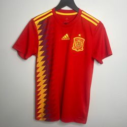 Spain National Team Jersey Mens Small Red Adidas 2018 World Cup Futbol