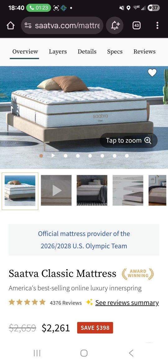 Saatva Cladsic California King Matress