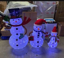 Lights Snow Man 3 Pcs ,  High 48”/39”/30”