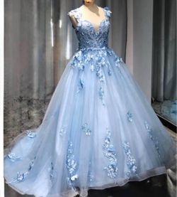 Dress quinceanera sky blue size xl size 22 prom gown