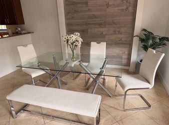4 set of chair and bench with table $500