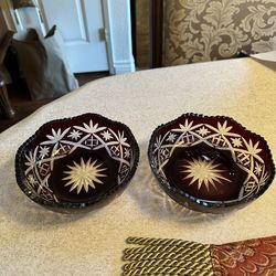 Bohemian Art Glass Bowls - pair