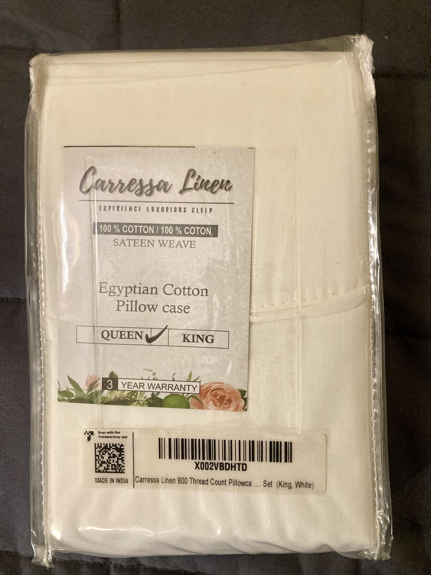Carressa 100% Egyptian Cotton Queen Pillowcases - NEW