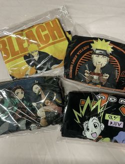 4 Official Anime Shirts – Naruto, Bleach, Demon Slayer, Hunter x Hunter - Small