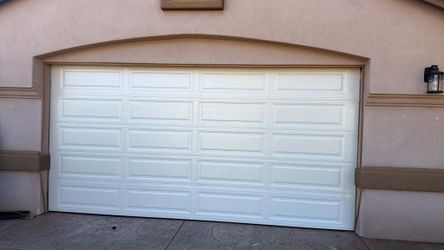 White Raised Panel Double Garage Door