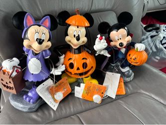 Mickey and Minnie Mouse Lot Of 3 Halloween Garden Statue