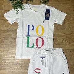 White Kids Polo Short Set