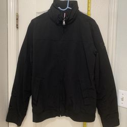 Tommy Hilfiger Men’s Black Medium Hooded Windbreaker Zip Jacket