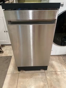 GE 18” Portable Freestanding Dishwasher - Stainless Steel