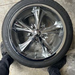 Set Of 4 18” Chrome Panther Wheels With Tires