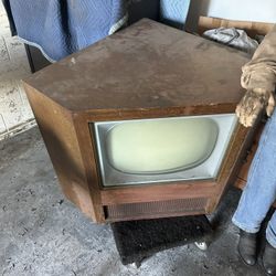 Vintage 1950s Drexel Woodcraft Console TV Cabinet – Mid Century Retro