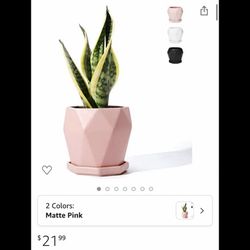 POTEY 050903 Planter Pots Indoor - 4.9 Inch Modern Home Decor Diamond-Shaped Geometric Ceramic Flowerpot with Drainage Hole & Saucer for Plants Flower