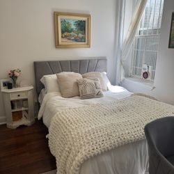 Queen Gray Velvet Bed frame 