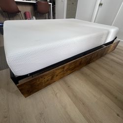 Industrial-Style Metal & Wood Bed Frame