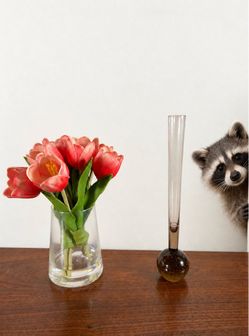 Vintage MCM Amber Bubble Glass Bud Vase – 10”