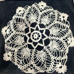 Vintage Crocheted Lace Doily Star Design 