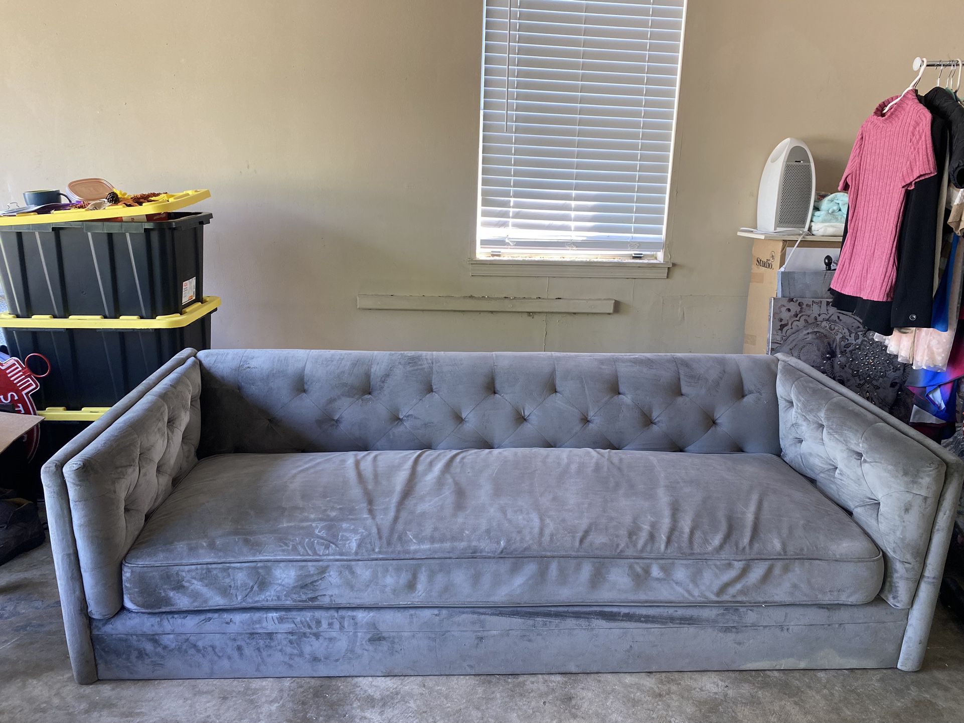 Velvet Gray Couch 