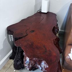 Redwood burl coffee table