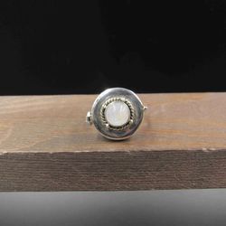 Size 7.25 Sterling Silver Unique Moonstone Poison Band Ring