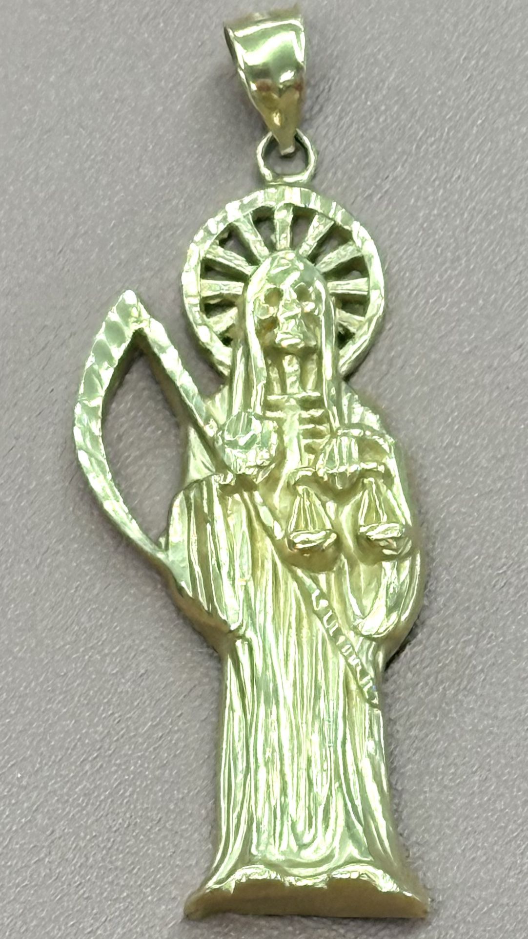 14K Yellow Gold Santa Muerte Pendant