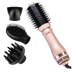 CHI Volumizer 4-in-1 Blowout Brush, Hair Dryer for Smooth, Silky & Shiny Hair, Four Interchangeable Attachments for Versatile Styling, Rose Gold
