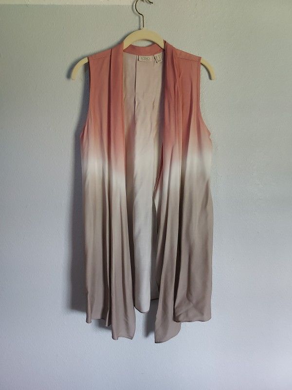 LOGO by Lori Goldstein Women's XS Ombre Sleeveless Open Front Cardigan
