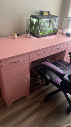Pink office desk