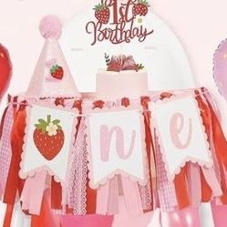 Strawberry Hat And High Chair Banner