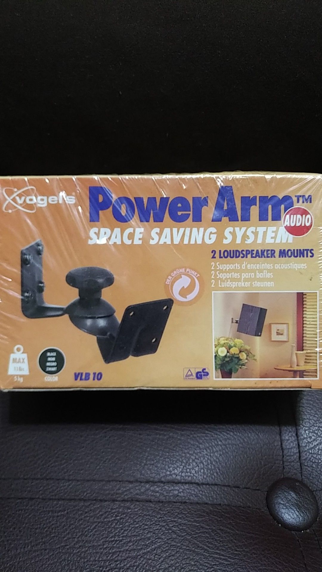 NEW SEALED VOGEL'S POWER ARM SPACE SAVING SYSTEM 2 LOUD MUSIC STEREO SPEAKER MOUNTS WALL BRACKETS