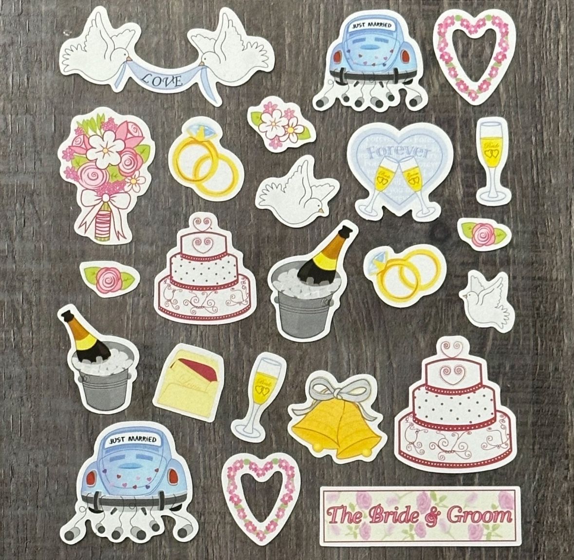 New Bride & Groom Wedding Scrapbook Stickers