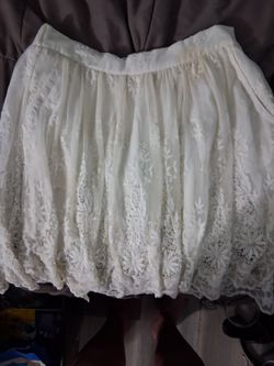 Cream Lace Mini Skirt