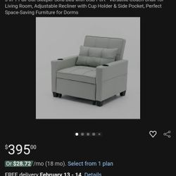 MINT GREEN SLEEPER CHAIR/ USB AND USB C CHARGER PORTS