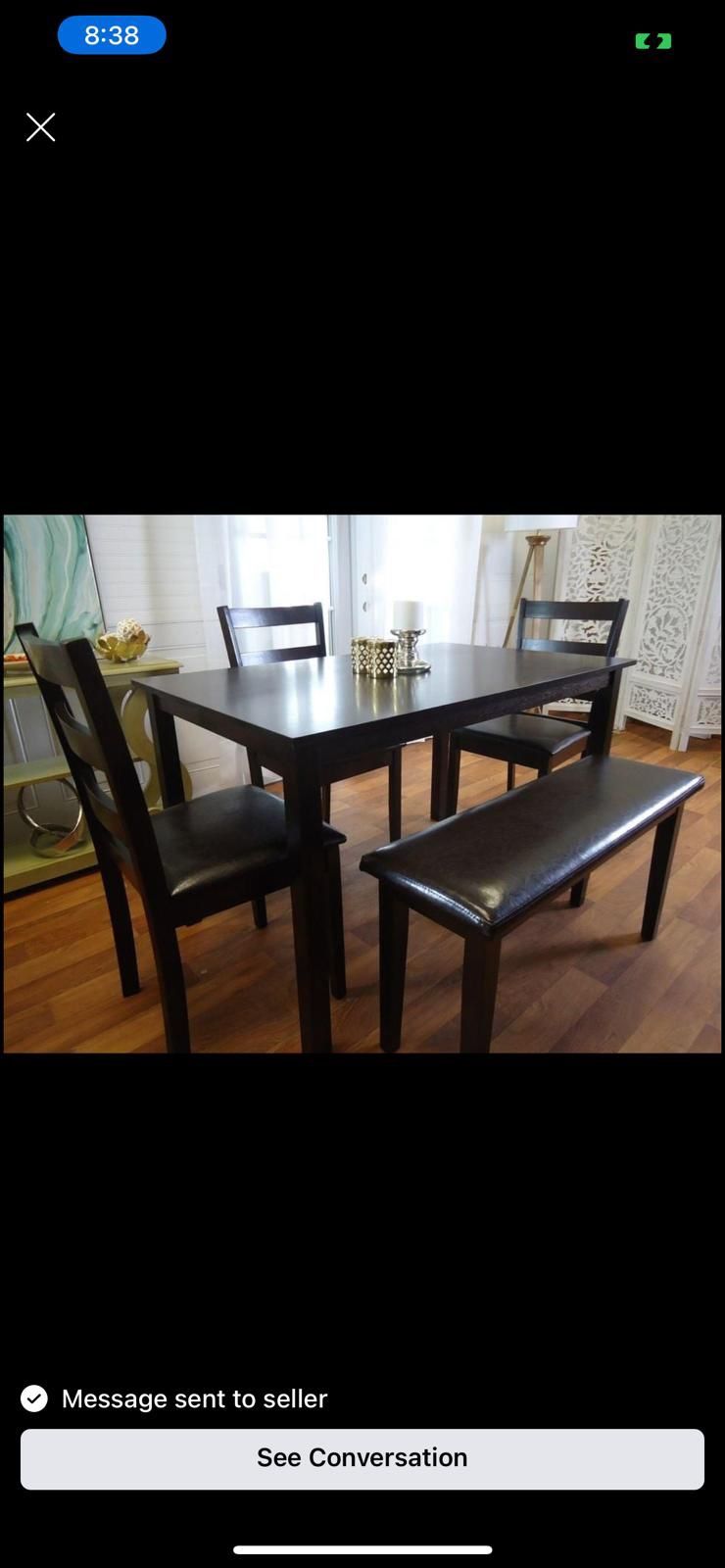 New Dining Table Set With 3 Chairs and  a bench