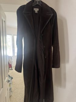 Alfani Real Suede Leather And Leather Trim Brown Coat