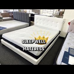 Queen Size Bed Frame With Pillow Top Mattress Included 