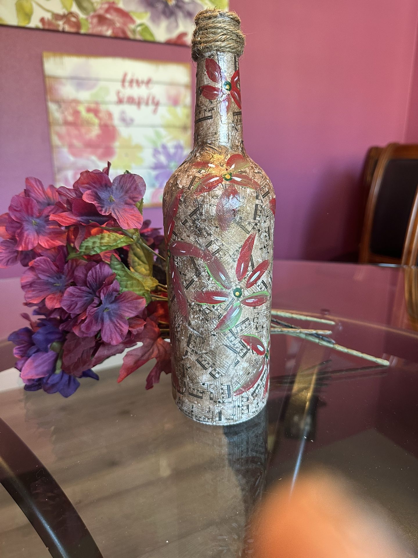 Hand Painted Decorative Wine Bottle