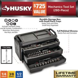 280-Piece  Mechanics Tool Set with Tool Box