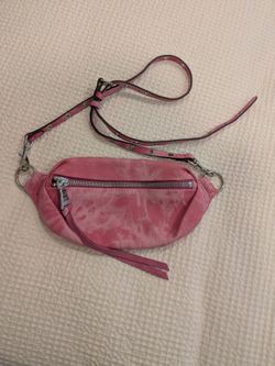 Aimee Kestenberg Tye Dye Pink Leather Belt Bag with Adjustable Strap
