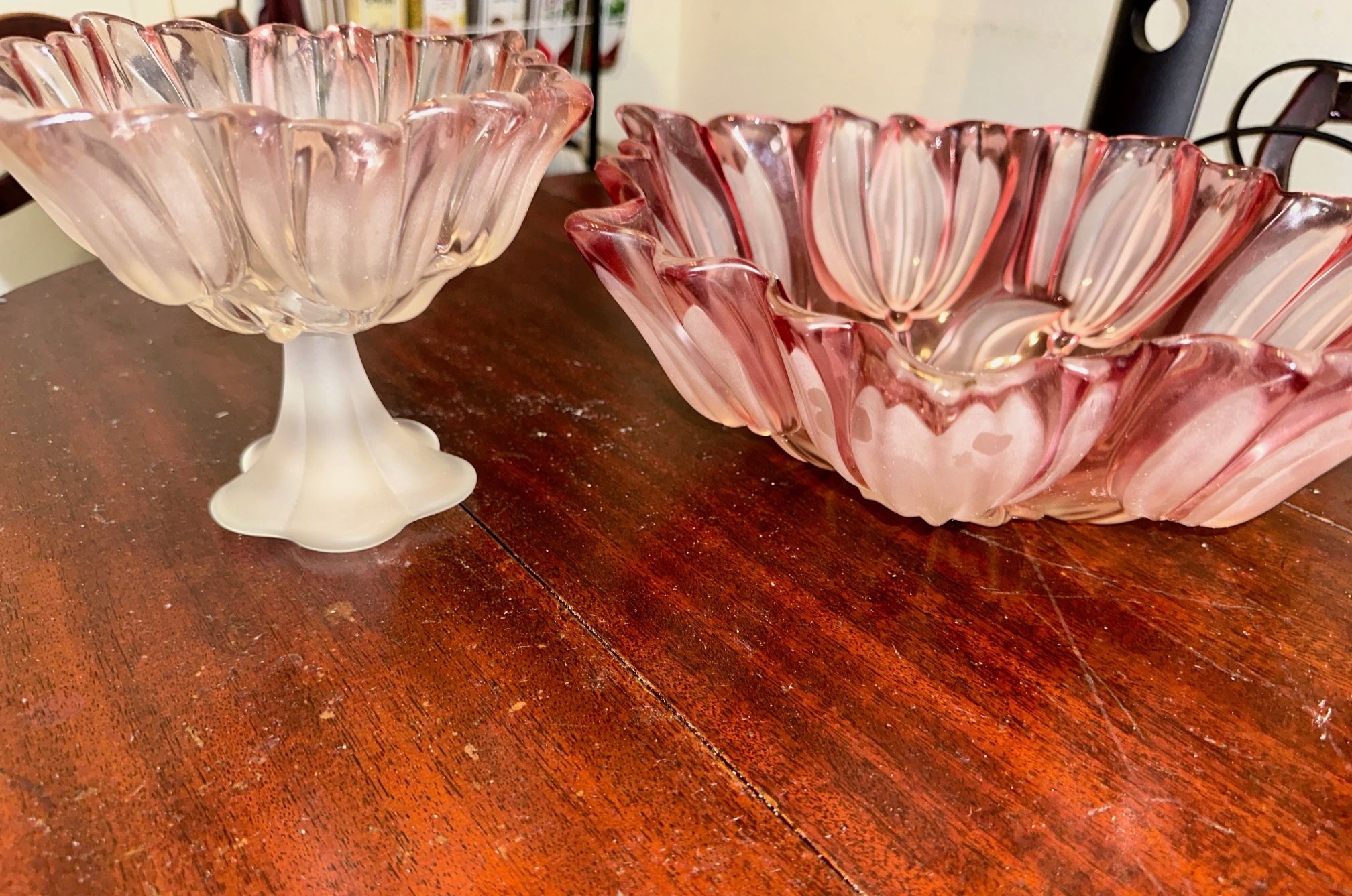 Mikasa Frosted Tulip Glass Bowl And Compote