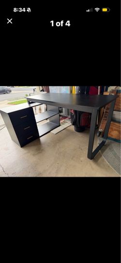 Black modern desk with left return