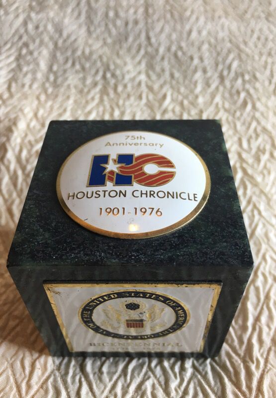 75th Anniversary HC Houston Chronicle Paperweight By Paperweights, Inc.