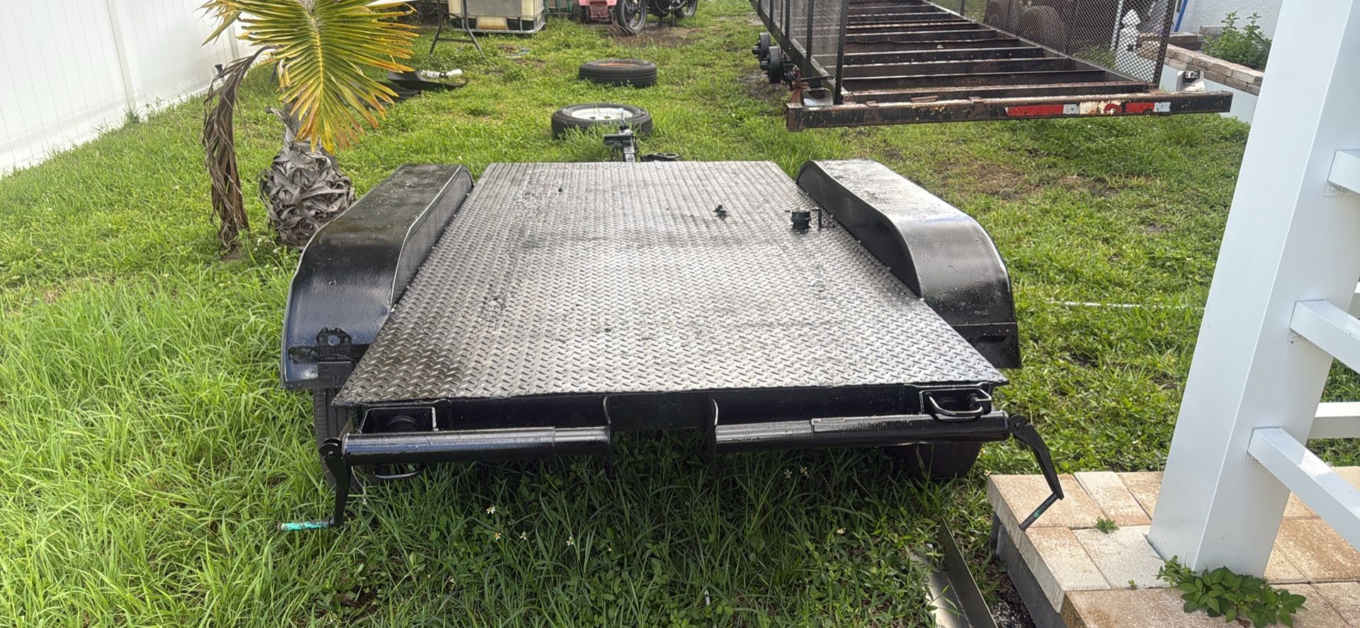 Dual axle trailer steel down plate new tires, new bearings new lights new paint