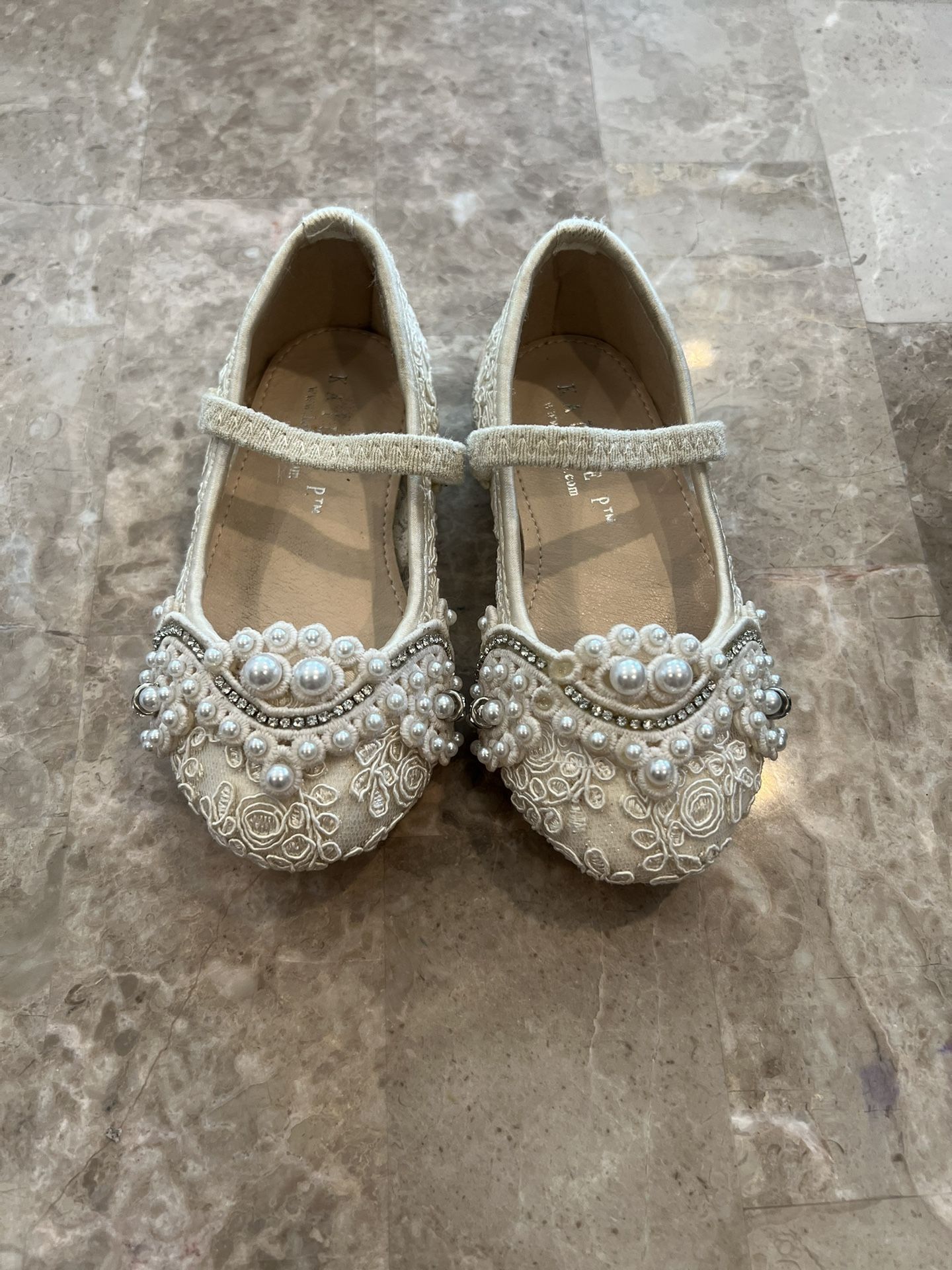 Girls Pearl And Jewel Wedding Shoes
