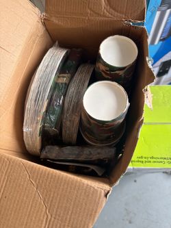 Camouflage Paper Plates and Cups Set