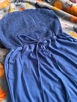 Blue  jumpsuit with Tie Waist