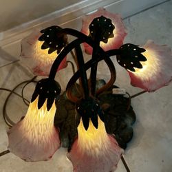 Vintage Meyda Tiffany Style Pond Lily 5-Light Lamp