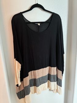 Pinkblush Color Block Long Sleeve Oversized Top