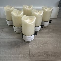 ThresHold Led Flickering Pillar Candle. 8in H x 4in dia