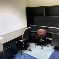 Corner Desk Black Wood And Hutch