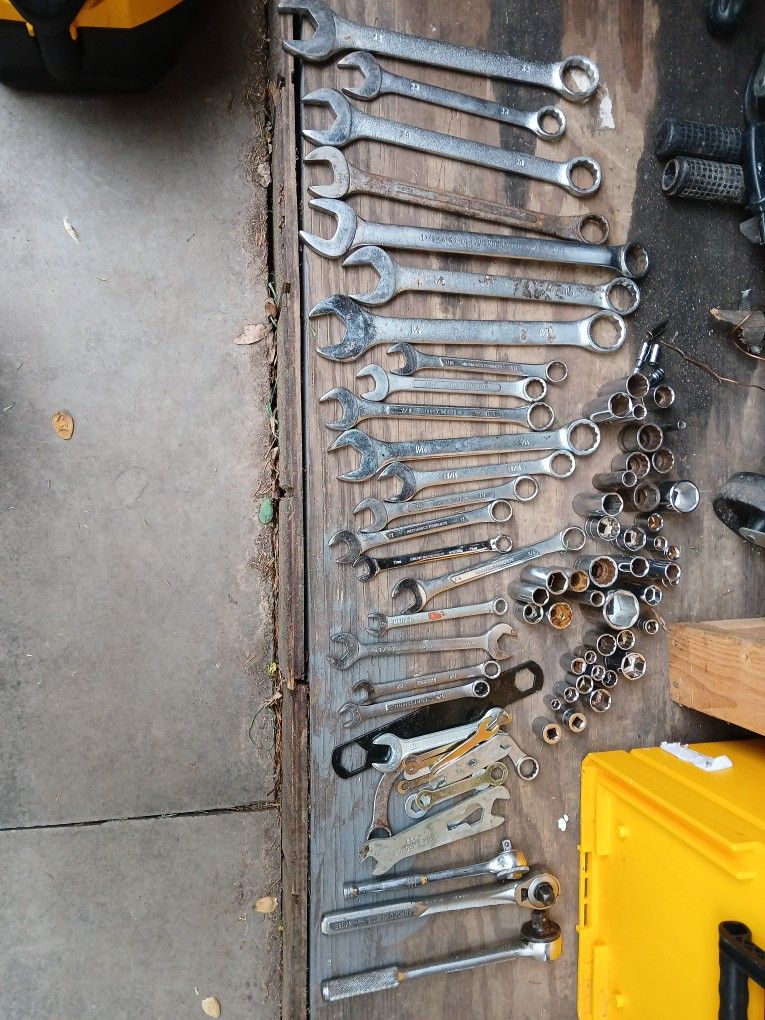 Variety Of Wrenches And Sockets